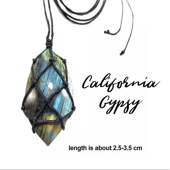 Natural Labradorite stone pendant necklace - Picture 2 of 3